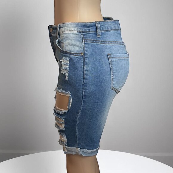 Blue Denim Women Bermuda Shorts - Picture 3 of 5